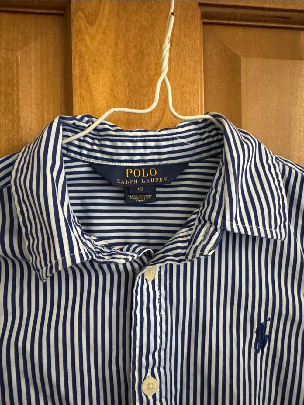 Polo Ralph Lauren Navy and White Striped Button-Front Shirt Dress